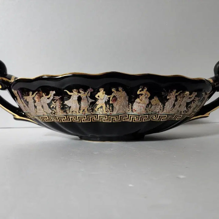 [BUNJANG] 24K Gold Gilt Hellenistic Ceramic Oval Vessel Object/Vase / 그리스 24K 골드 금장 수반형 오브제 도자기 장식품/화병