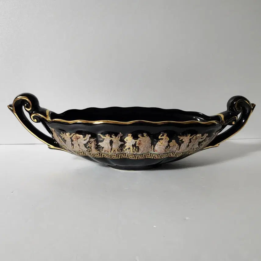[BUNJANG] 24K Gold Gilt Hellenistic Ceramic Oval Vessel Object/Vase / 그리스 24K 골드 금장 수반형 오브제 도자기 장식품/화병