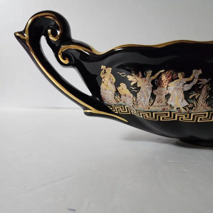 [BUNJANG] 24K Gold Gilt Hellenistic Ceramic Oval Vessel Object/Vase / 그리스 24K 골드 금장 수반형 오브제 도자기 장식품/화병