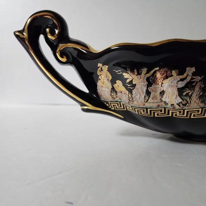 [BUNJANG] 24K Gold Gilt Hellenistic Ceramic Oval Vessel Object/Vase / 그리스 24K 골드 금장 수반형 오브제 도자기 장식품/화병
