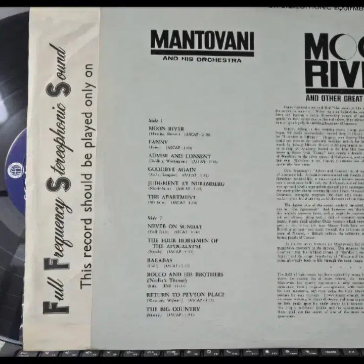 [BUNJANG] Mantovani And His Orchestra Moon River And Other Great Film Themes LP / Mantovani_Moon River~Film Themes_LP USA