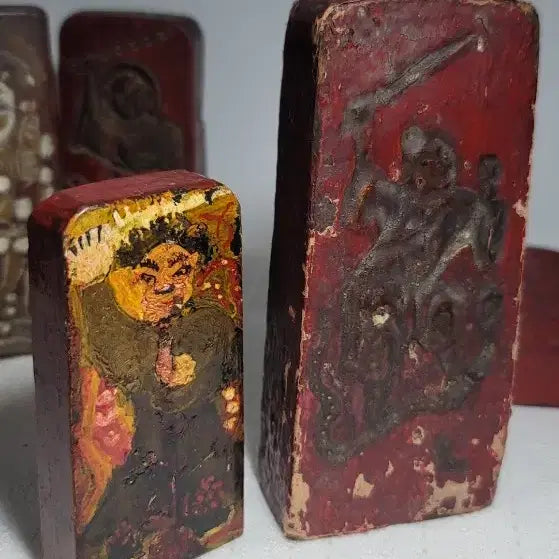 [BUNJANG] Antique Wooden Talisman Stamp with Five Thunder Spirit Engravings / 옛낳 부적목판.패찰.총5점