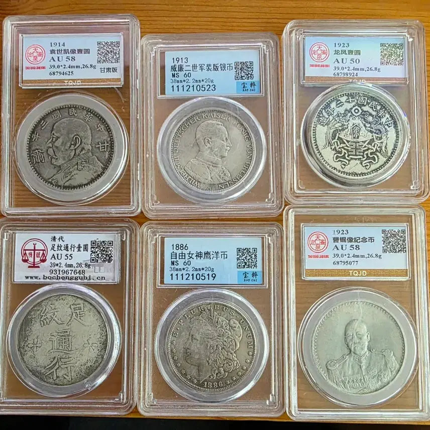 [BUNJANG] Replica Coin Set (6-Piece) - Chinese &amp; Western Modern Design / [희귀/수집용/레플리카]중국/서양 근대 은화 디자인  화폐 6점 세트