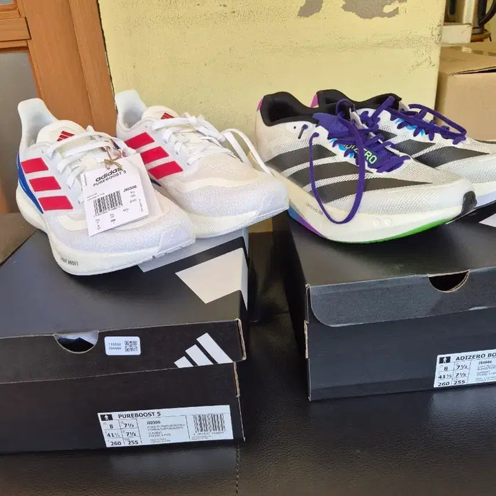 [BUNJANG] Adidas Adizero Boston 13 &amp; Pureboost 5 Running Shoes - Size 260 / 아디다스 아디제로 보스턴 13 +퓨어부스트5  런닝화  260 무료배송