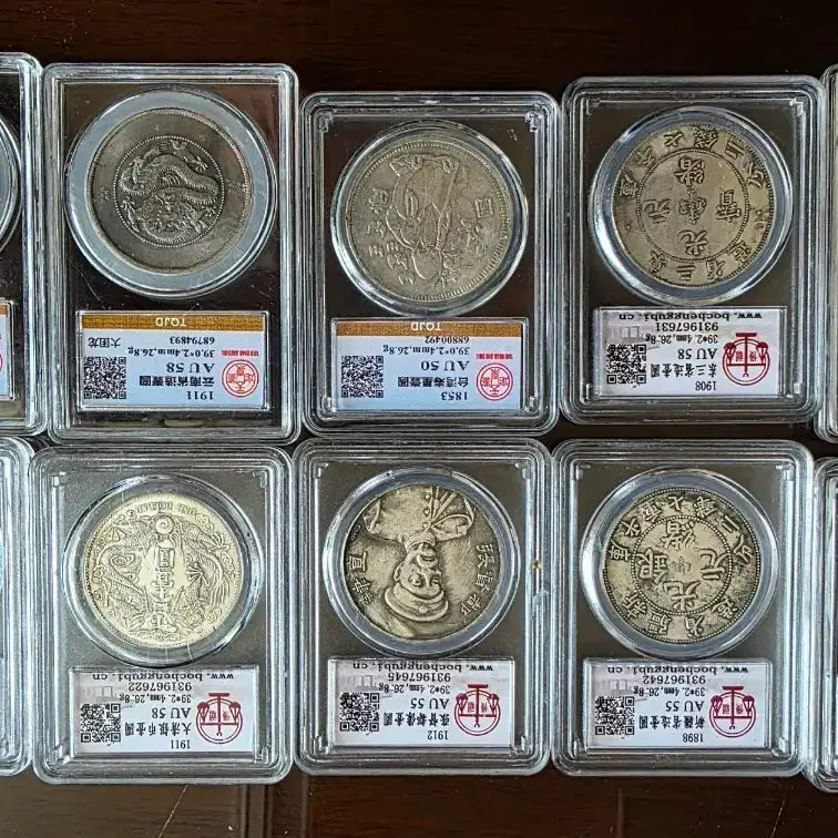 [BUNJANG] Rare Chinese Modern Silver Coin Themed Capsule Set - 10 Types / [희귀/수집용/그레이딩] 중국 근현대 희귀 은화 테마 10종 캡슐 세트