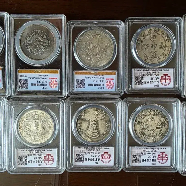 [BUNJANG] Rare Chinese Modern Silver Coin Themed Capsule Set - 10 Types / [희귀/수집용/그레이딩] 중국 근현대 희귀 은화 테마 10종 캡슐 세트
