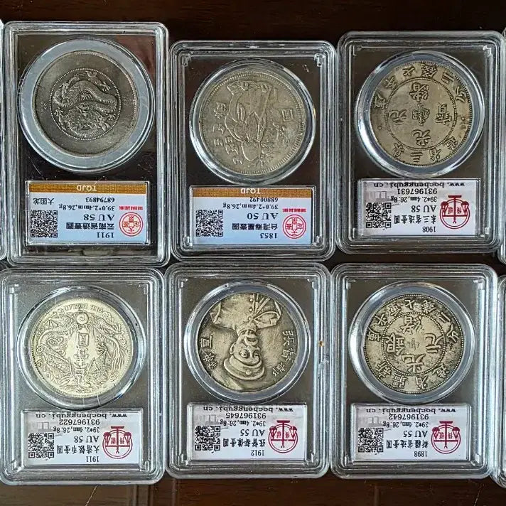 [BUNJANG] Rare Chinese Modern Silver Coin Themed Capsule Set - 10 Types / [희귀/수집용/그레이딩] 중국 근현대 희귀 은화 테마 10종 캡슐 세트