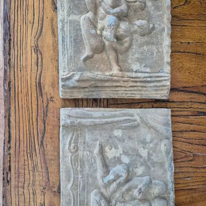 [BUNJANG] Antique Relief Carving Panel Pair - Fertility and Marital Harmony / 춘화 부조 조각판