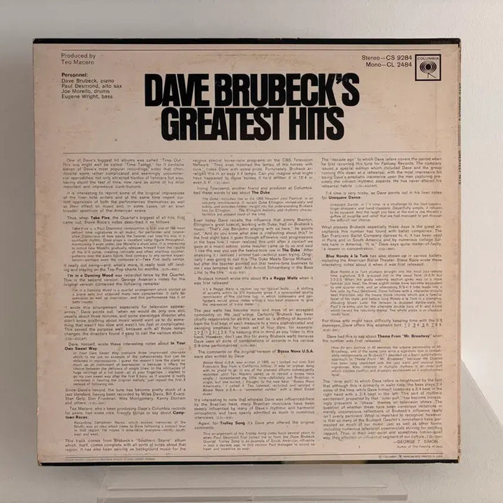 [BUNJANG] Dave Brubeck Take Five Greatest Hits LP Vinyl Record / Take Five 데이브 브루벡 GREATEST HITS LP 레코드