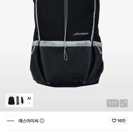 [BUNJANG] YESEYESEE Y.E.S Rushed Carapace Knapsack Black Backpack / 예스아이씨 백팩