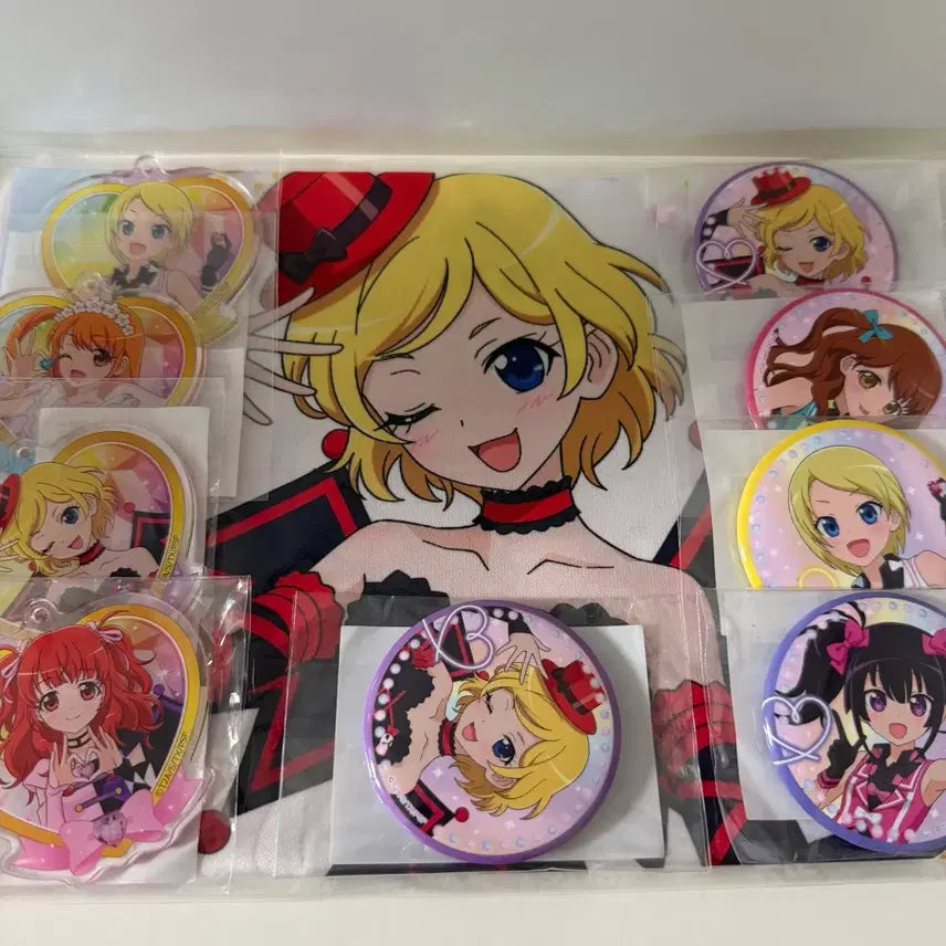 [BUNJANG] Pretty Rhythm MiOn Maru Kuji Tapestry Keychain &amp; Badge Set (Sealed) / 미개봉 프리티리듬 프리즘스톤 미온 마루쿠지 태피 키링 뱃지