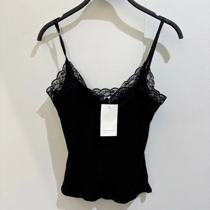 [BUNJANG] Lovesomeone Lace Ribbed Camisole Black / 러브썸원 자체제작 레이스 골지 나시 블랙 44-66 새상품