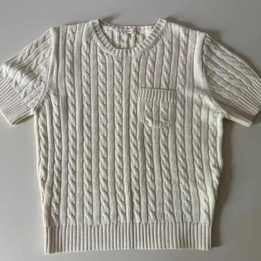 [BUNJANG] haus Cable Knit Short Sleeve T-Shirt Ivory / (새상품) haus 케이블 니트 반팔 티셔츠 아이보리