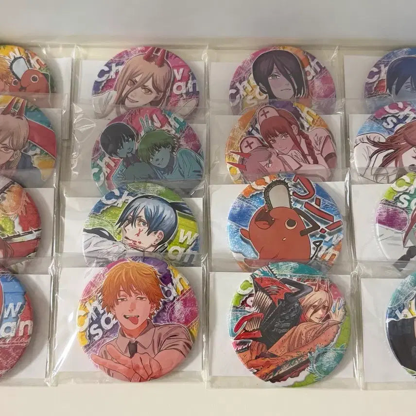 [BUNJANG] Chainsaw Man Can Badge Set (16 Types) / 체인소맨 캔뱃지 16종 덴지 아키 파워 레제 마키마 포치타