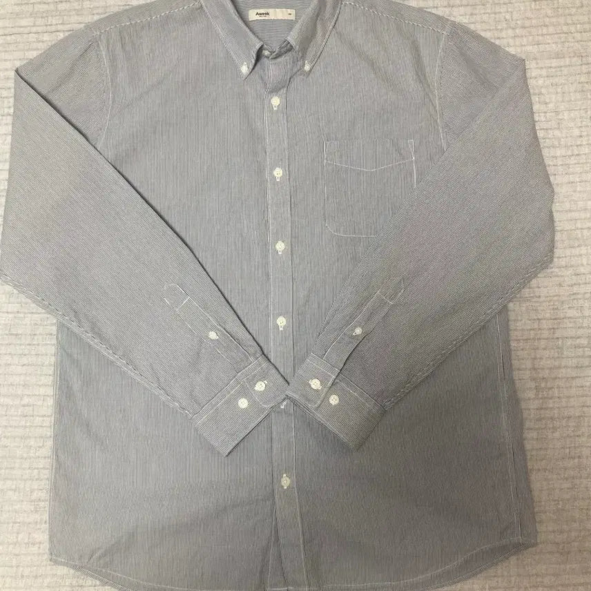 [BUNJANG] EDITION Seersucker Stripe Shirt Blue 105 / 에디션 시어서커 스트라이프 셔츠 남방 105