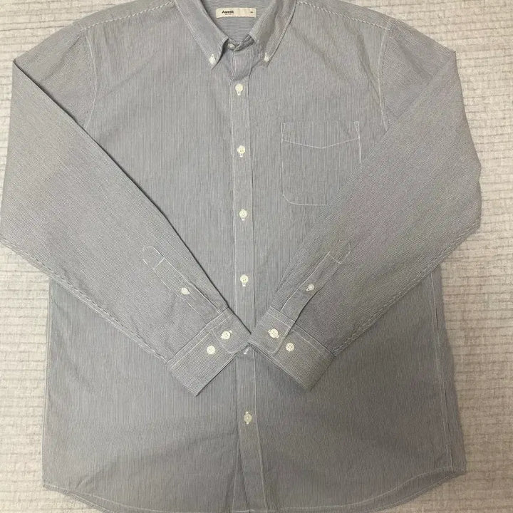 [BUNJANG] EDITION Seersucker Stripe Shirt Blue 105 / 에디션 시어서커 스트라이프 셔츠 남방 105