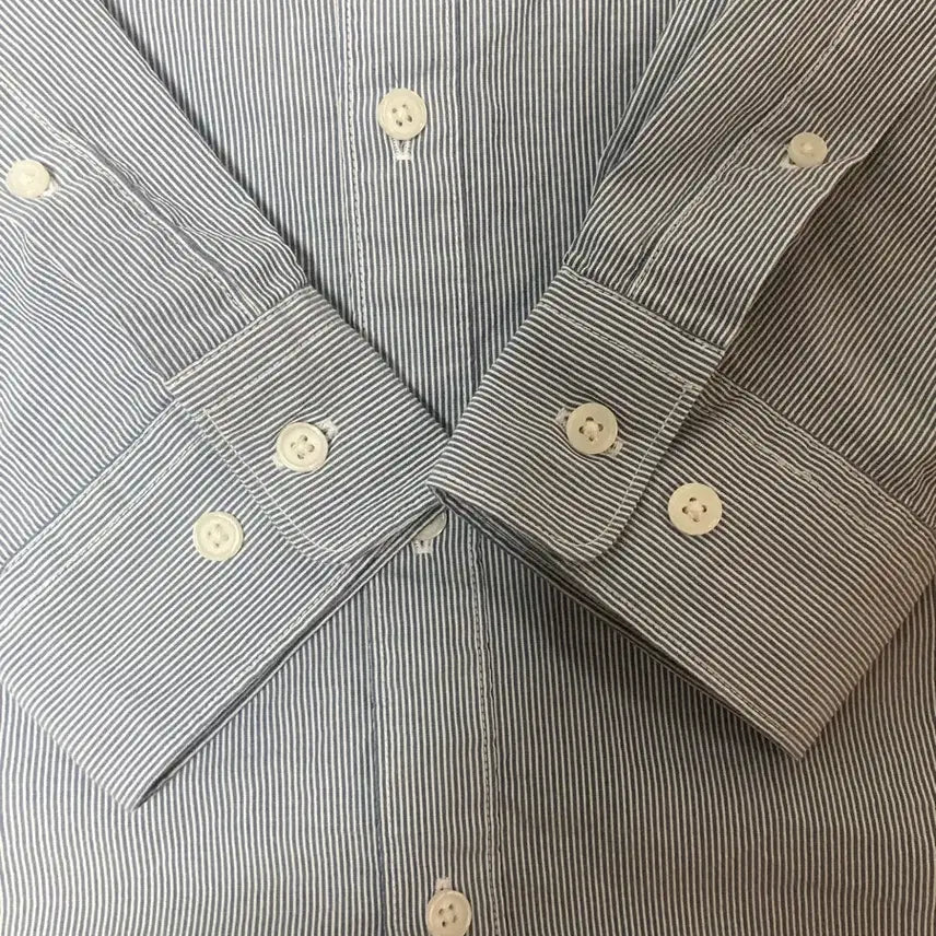 [BUNJANG] EDITION Seersucker Stripe Shirt Blue 105 / 에디션 시어서커 스트라이프 셔츠 남방 105