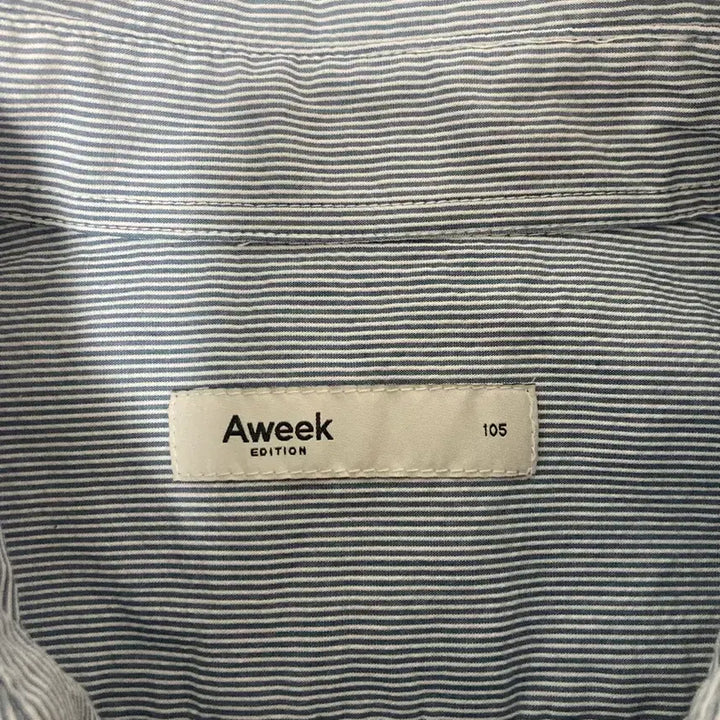 [BUNJANG] EDITION Seersucker Stripe Shirt Blue 105 / 에디션 시어서커 스트라이프 셔츠 남방 105