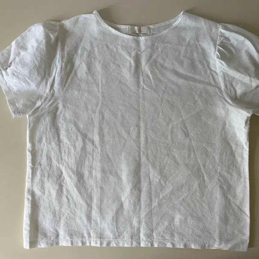 [BUNJANG] White Puff Sleeve Short Sleeve Blouse / 화이트 퍼프소매 반팔 블라우스