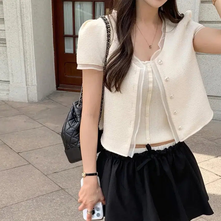 [SOLD OUT] 새상품) 모던로브 이프유 트위드 블라우스 자켓 아이보리