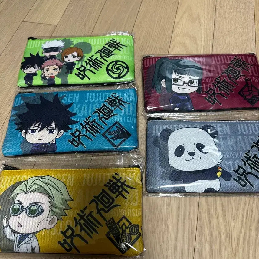 [BUNJANG] Jujutsu Kaisen Character Pouch Bundle Set (Sealed) / (미개봉) 주술회전 캐릭터 파우치 필통 5종 일괄