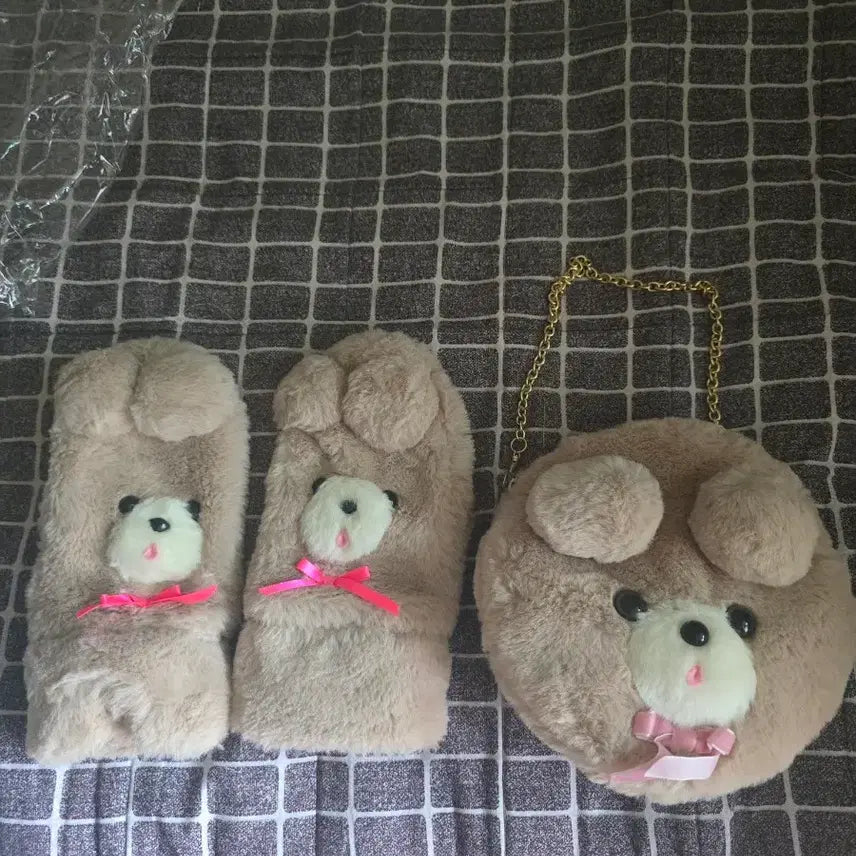 [BUNJANG] Fancier a mode Bear Gloves and Chain Dot Bag Set / 일본 작가님 팬시아라모드 곰돌이 장갑, 체인 도트백 희귀 페어리계