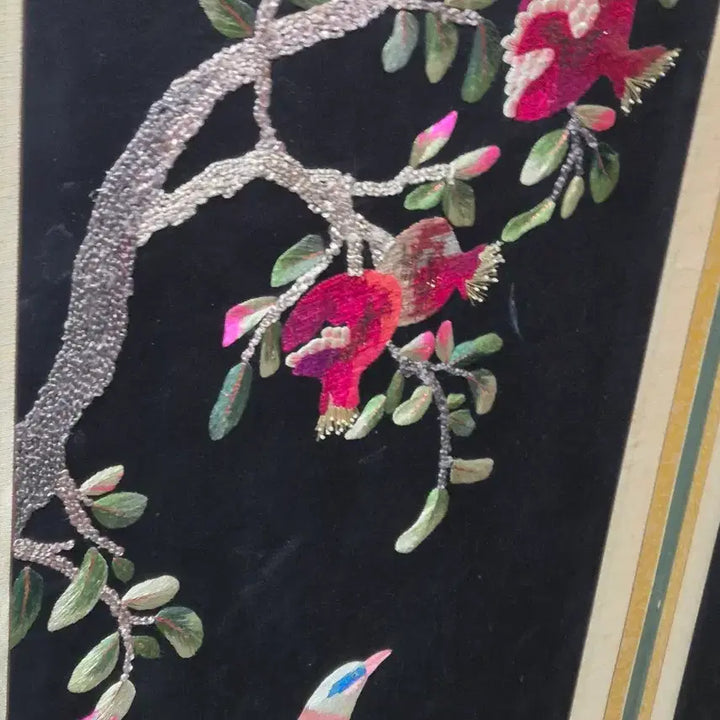 [BUNJANG] Antique Embroidered Folding Screen with Bird and Flower Design (6 Panels) / 화조도수병풍6폭