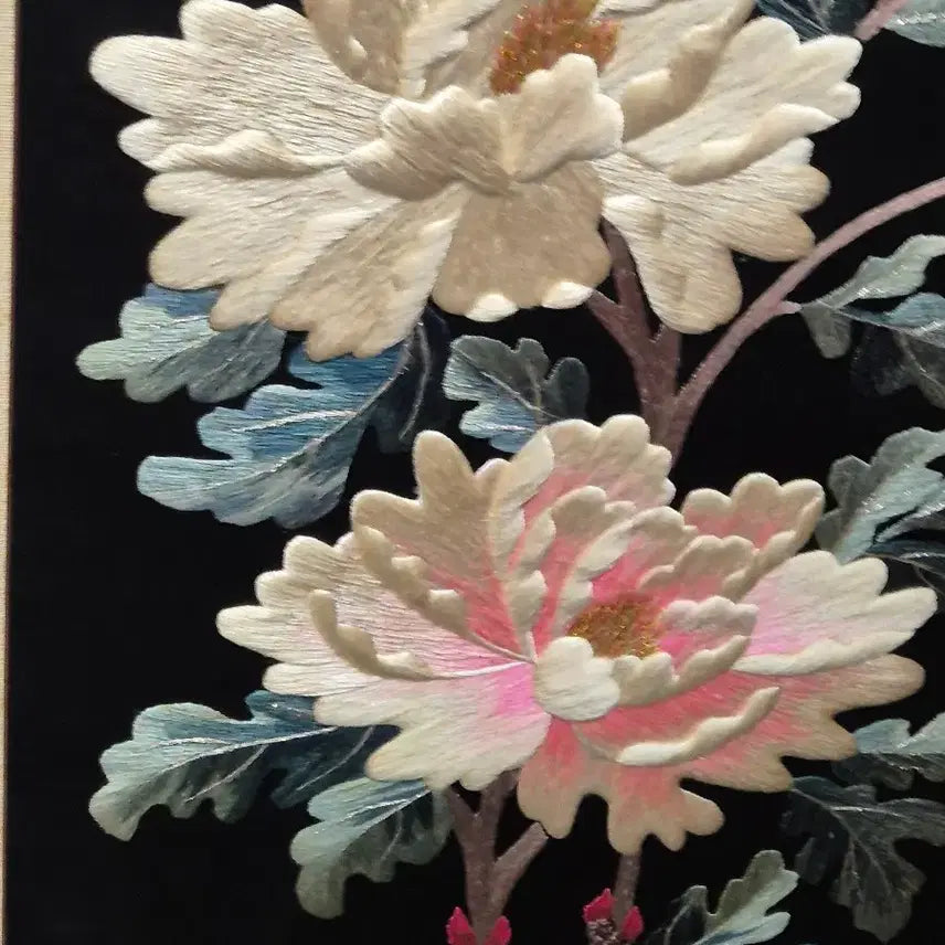 [BUNJANG] Antique Embroidered Folding Screen with Bird and Flower Design (6 Panels) / 화조도수병풍6폭