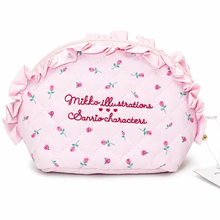 [BUNJANG] Sanrio Original Miko Illustration Collaboration Quilting Frill Pouch / 일본가) 산리오 오리지널 미코 일러스트레이션 콜라보 퀼팅 프릴 파우치