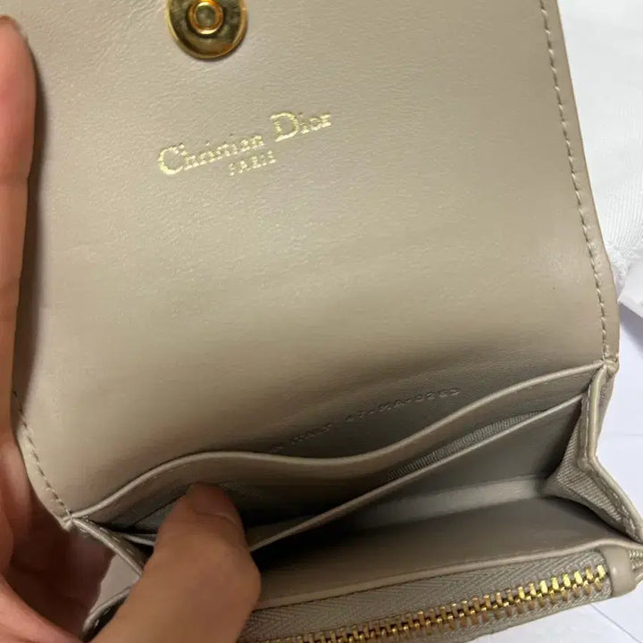 [BUNJANG] Dior Caro Glace Calfskin Card Holder Powder Beige / 디올 카드지갑 풀박스