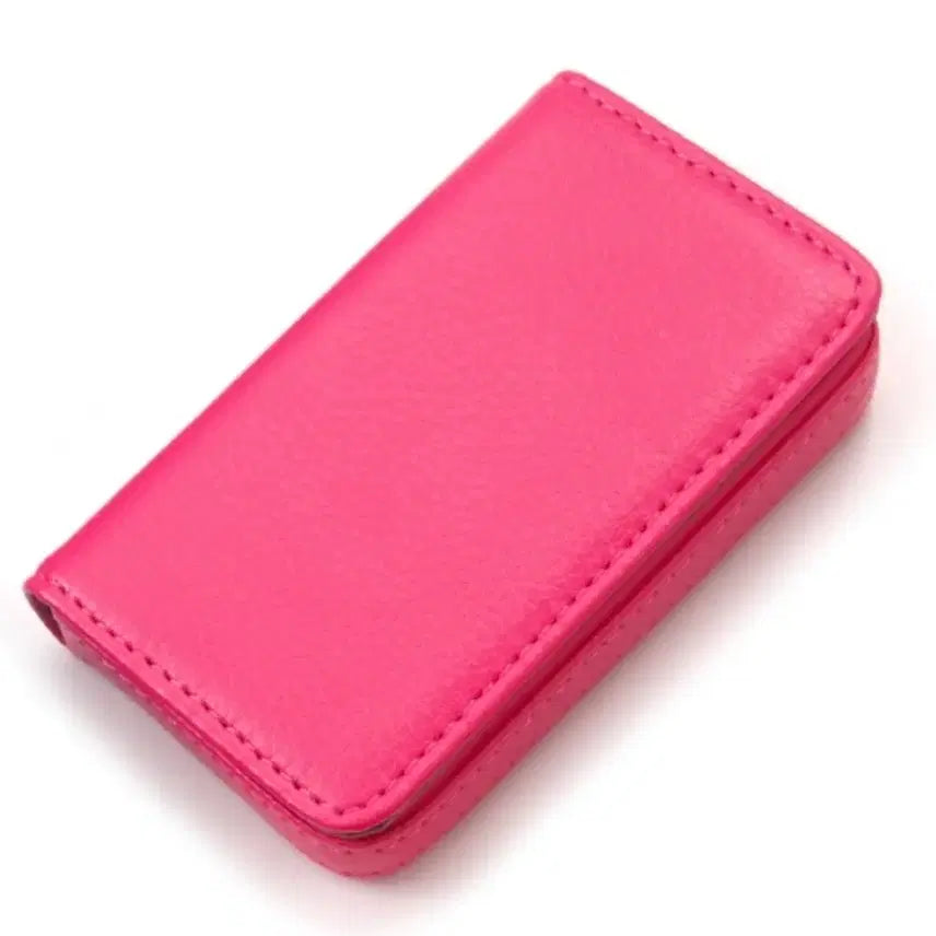 [BUNJANG] PU Leather Magnetic Business Card Holder - Hot Pink / 새제품 베이직 PU레더 마그네틱 명함케이스, 컬러 핫핑크