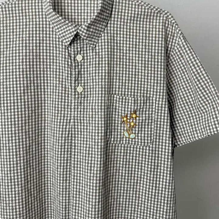 [BUNJANG] Ne Net Gingham Check Half Button Shirt / Ne net 깅엄 체크 하프 버튼 셔츠