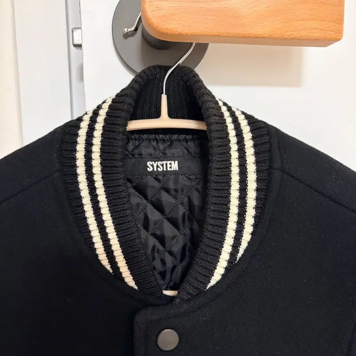 [BUNJANG] SYSTEM Black Leather Varsity Stadium Jacket Size 95 / 시스템(SYSTEM)블랙 레더 바시티 스타디움 자켓 95사이즈