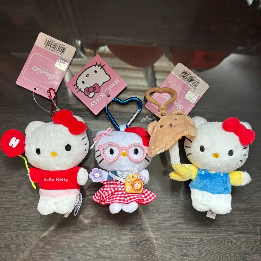 [BUNJANG] Sanrio Hello Kitty Balloon Plush Keychain Bundle Set / 일괄) 산리오 헬로키티 안경 풍선 인형 키링