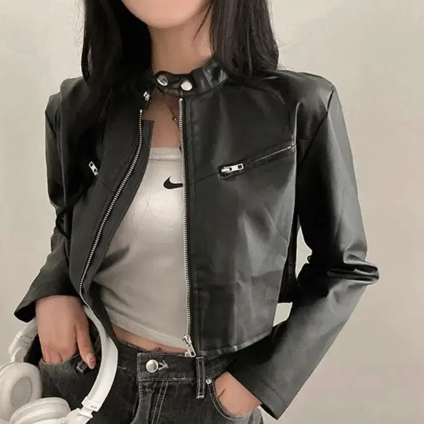 [SOLD OUT] 디아스 레더 라이더 버클 크롭 자켓