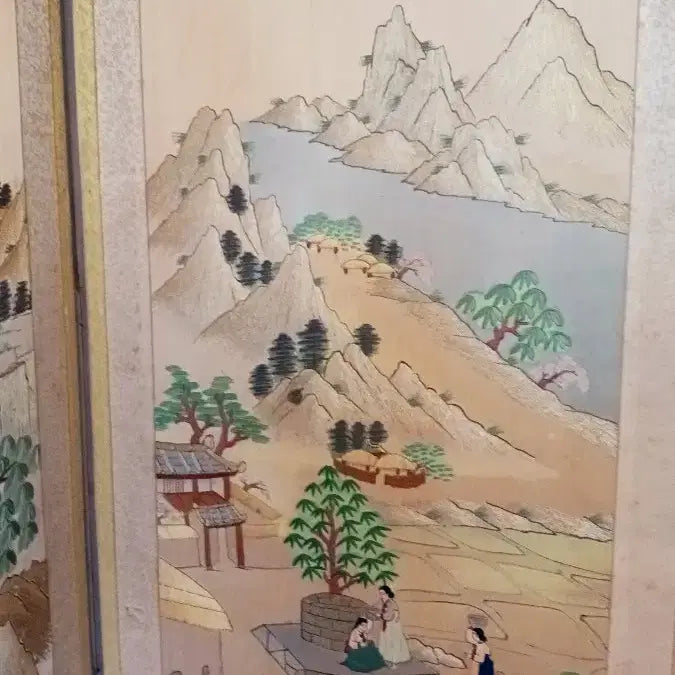 [BUNJANG] 8-Panel Folding Screen with Traditional Landscape Paintings and Semi-Cursive Script Calligraphy / 전통산수화(앞면)와 행초서 서예(뒷면) 8폭 병풍