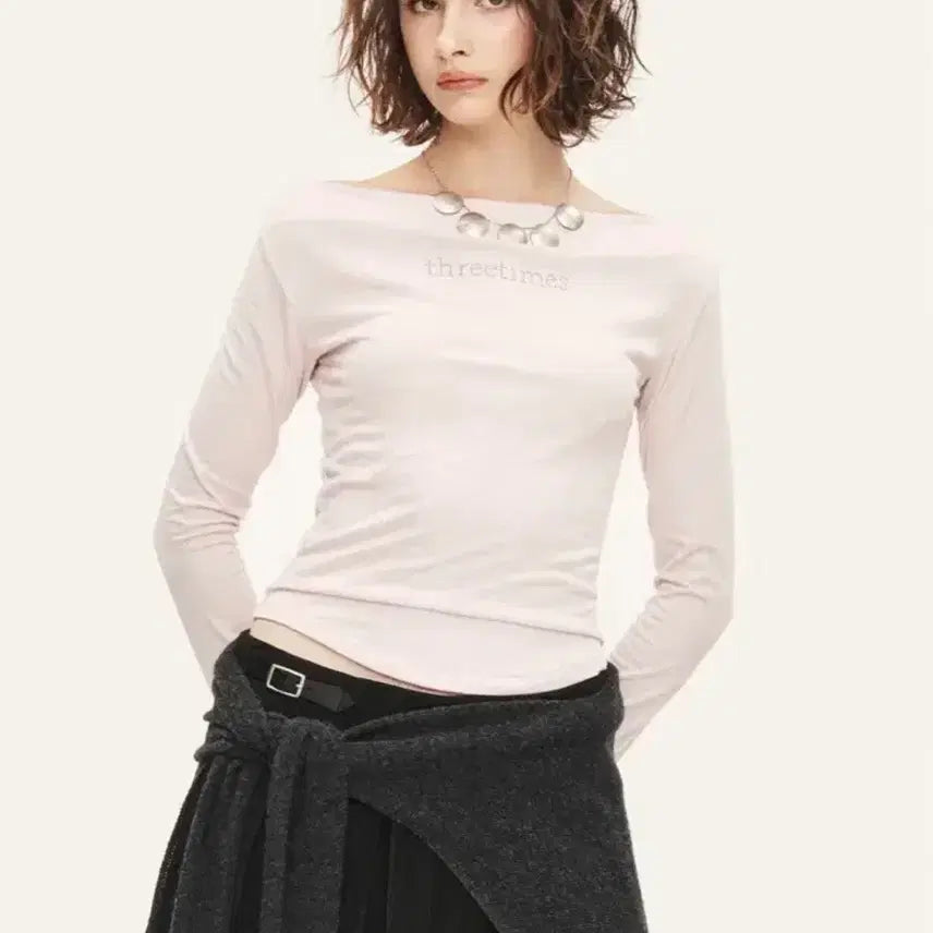 [BUNJANG] 3 times Blush Tee One Shoulder Off Shoulder Tee Pink Size S / [핑크/S]쓰리타임즈 블러쉬티 원숄더티 오프숄더티 쓰탐 티셔츠