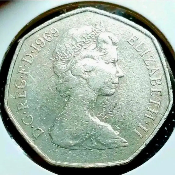 [BUNJANG] 1969 UK 50 Pence Large Coin / 영국 1969년 50펜스 대형주화.외국주화 주화 화폐 동전