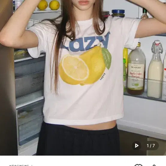[BUNJANG] Rayzizi Lemon Crop T-shirt / 레이지지 레몬 크롭 티셔츠