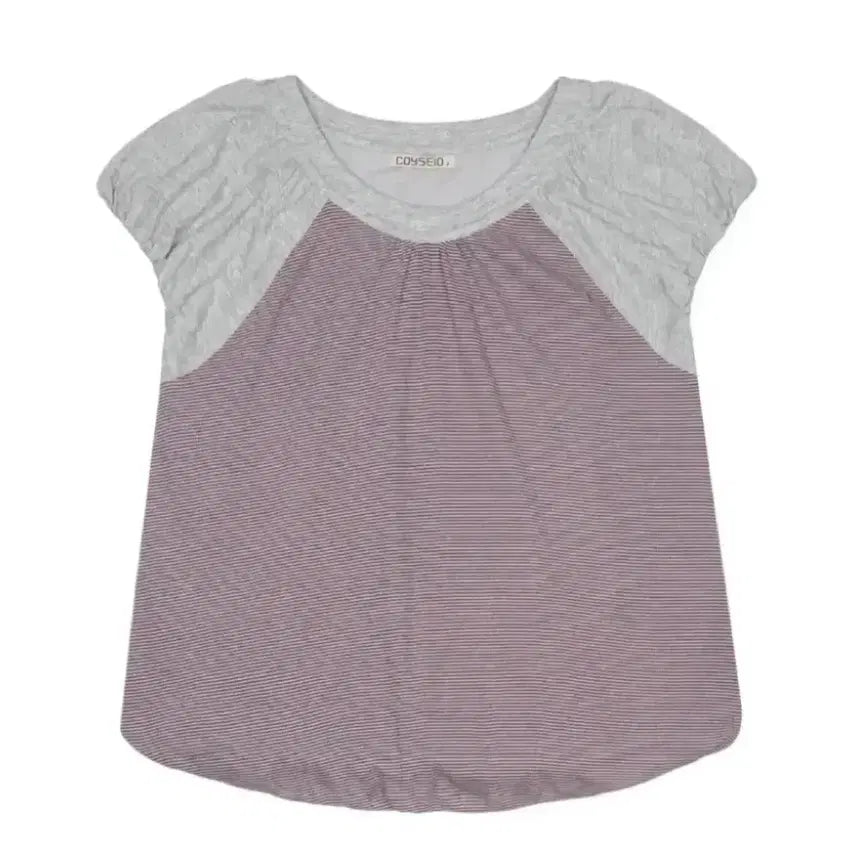 [BUNJANG] COYSEIO Puff Shirring T-Shirt Melange Grey Size 2 / COYSEIO 코이세이오 퍼프 셔링 티셔츠 멜란지그레이 2사이즈