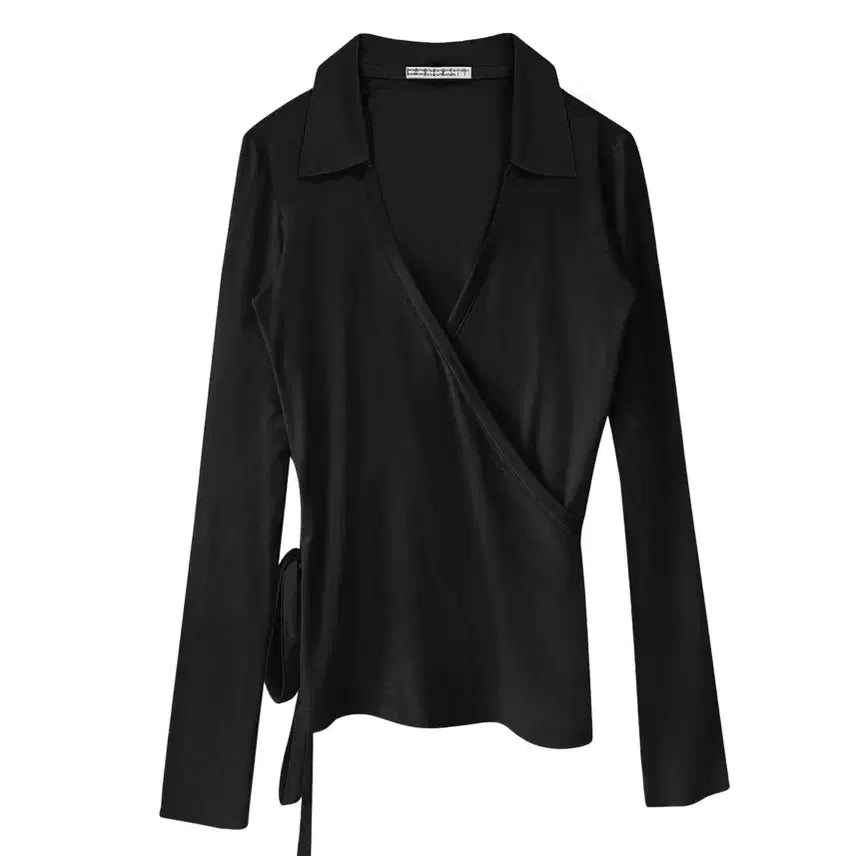 [BUNJANG] Bohemian Seoul Wrap Cardigan Shirt Black / 보헤미안서울 랩 셔츠 가디건 블랙 보헴서