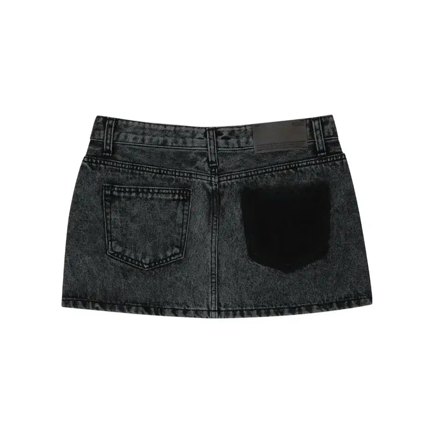 [BUNJANG] Bohemian Seoul Crossover Denim Mini Skirt Snow Black / 보헤미안서울 크로스오버 데님 미니 스커트 스노우블랙 보헴서