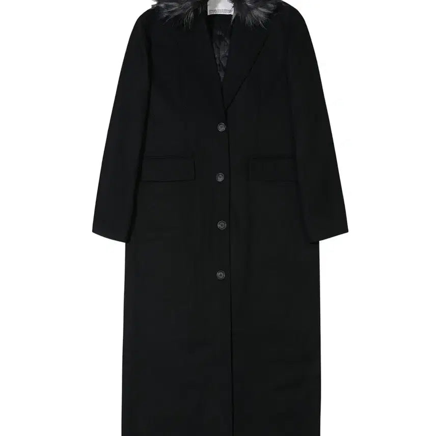[BUNJANG] Bohemian Seoul Fur Collar Two-Way Wool Maxi Coat Black / 보헤미안서울 퍼 카라 투웨이 울 맥시 코트 블랙 / 보헴서 롱코트