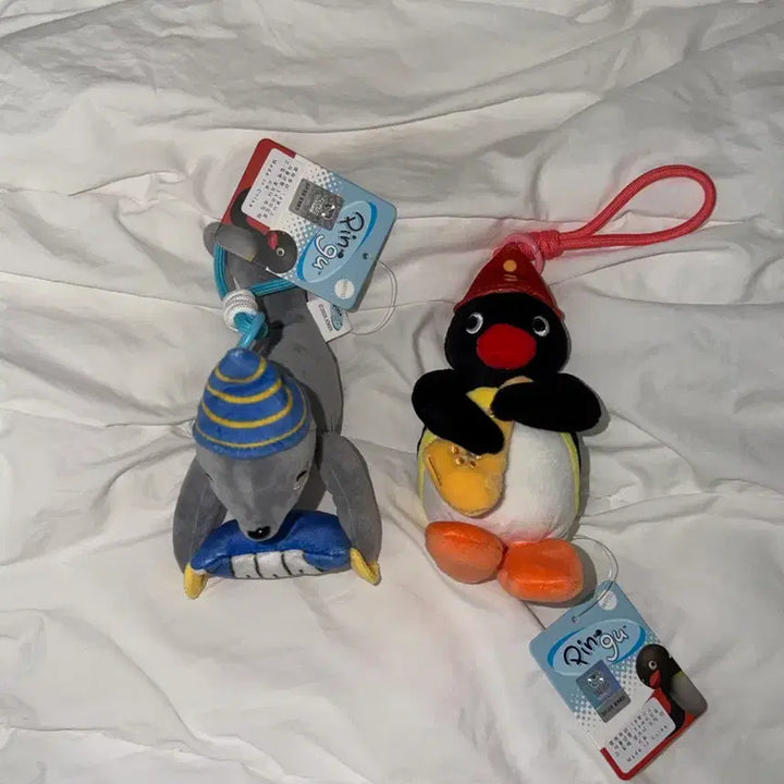[BUNJANG] Pingu Accordion Seal Lobby &amp; Saxophone Pingu Plush Keychain Set / 핑구 아코디언 물개 로비 + 색소폰 핑구 인형 키링 세트
