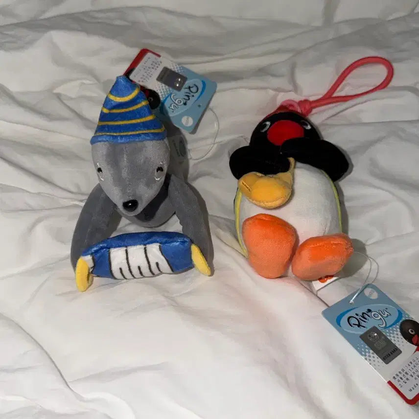 [BUNJANG] Pingu Accordion Seal Lobby &amp; Saxophone Pingu Plush Keychain Set / 핑구 아코디언 물개 로비 + 색소폰 핑구 인형 키링 세트