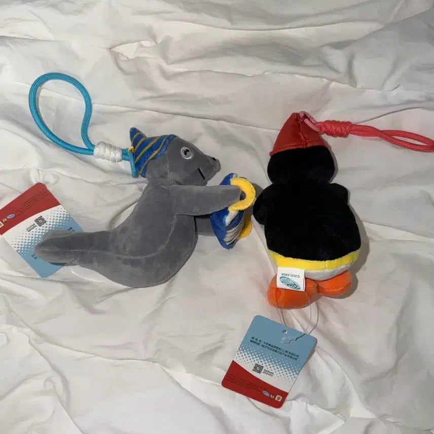 [BUNJANG] Pingu Accordion Seal Lobby &amp; Saxophone Pingu Plush Keychain Set / 핑구 아코디언 물개 로비 + 색소폰 핑구 인형 키링 세트