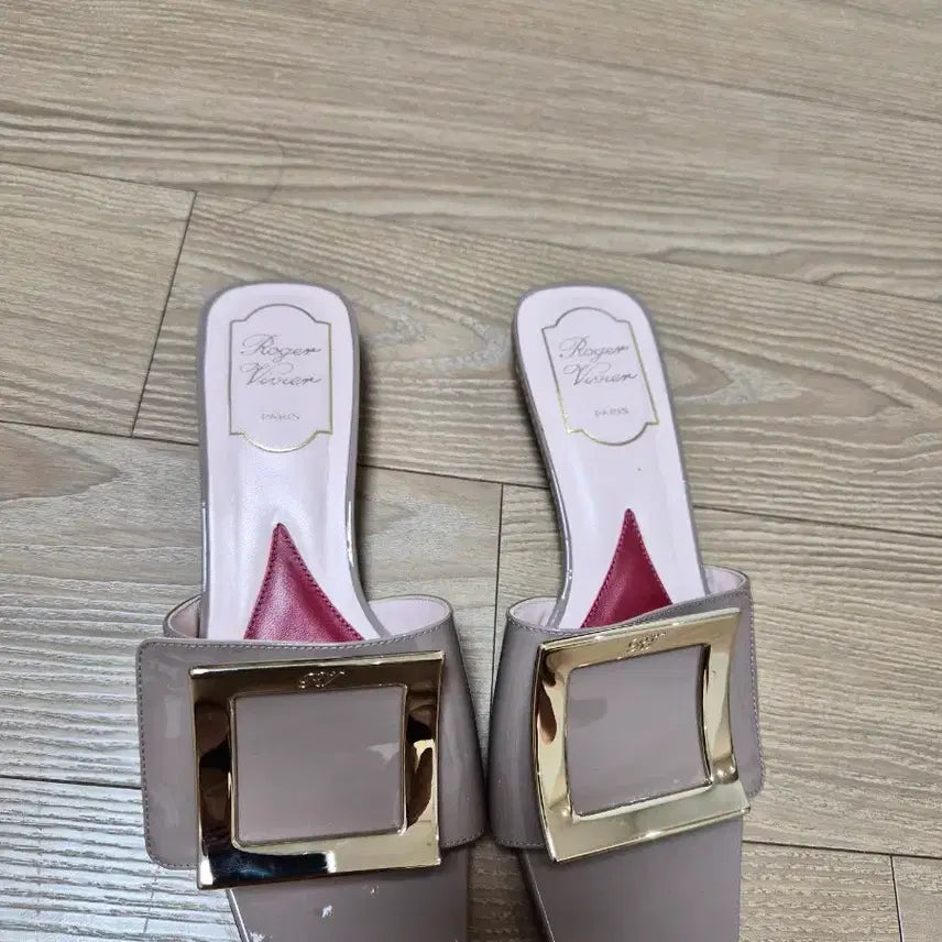 [BUNJANG] Roger Vivier Beige Buckle Heeled Mules - Size 36 / 로저비비에 뮬 36