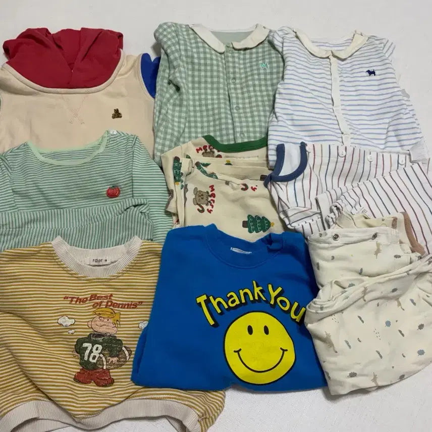 [BUNJANG] Baby Fall/Winter Long-Sleeve Bodysuits &amp; Sweatshirts Set (6-12 Months) / 6-12m 가을 겨울 실내복 바디수트,맨투맨