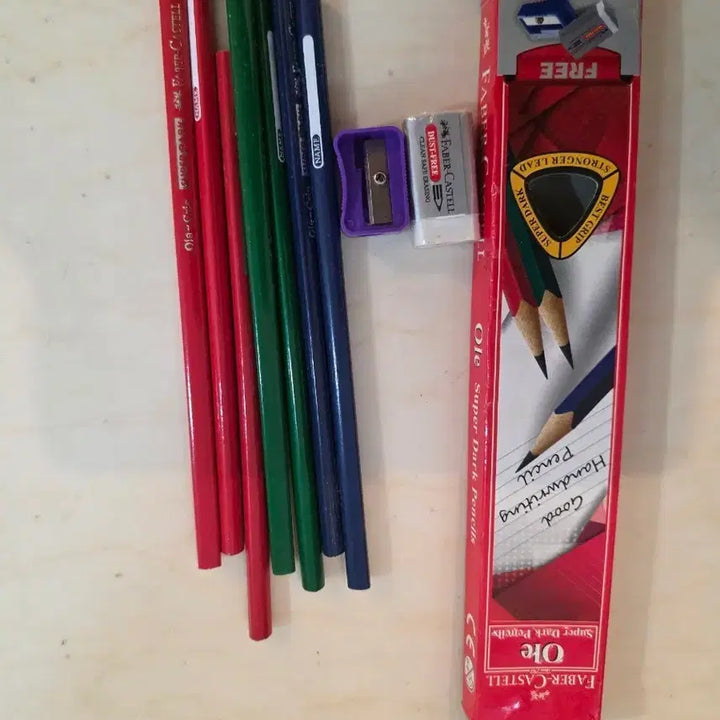 [BUNJANG] Faber-Castell Super Dark Pencils, Sharpener, and Eraser Set / FABER-CASTELL super dark pencils
