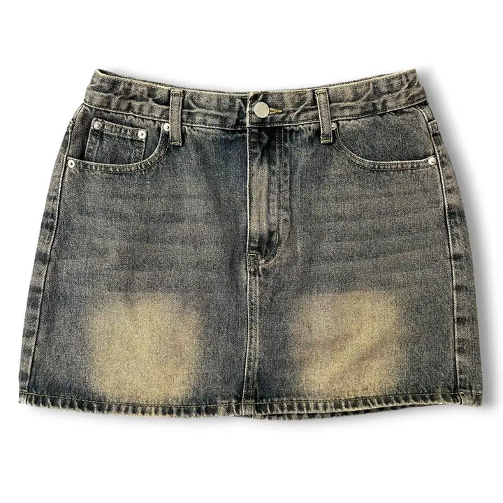 [BUNJANG] KINDAMI Vintage Washed Denim Mini Skirt / 빈티지 워싱 카인다미 데님 미니 스커트L